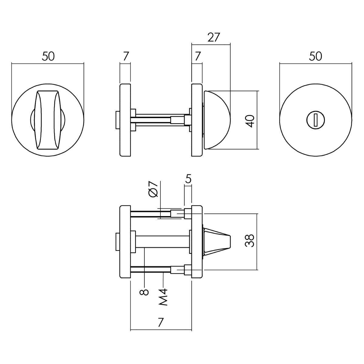 Intersteel Rozet met toilet-/badkamersluiting ø50x7mm aluminium zwart 2 0023.309260 2
