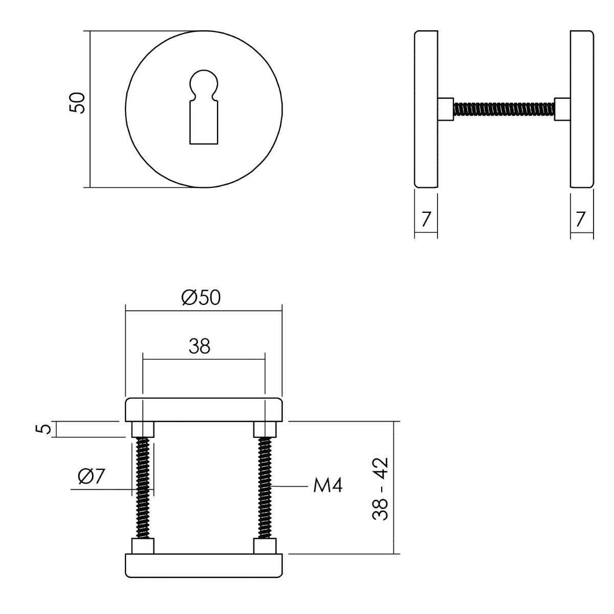 Intersteel Rozet sleutelgat ø50x7 mm aluminium zwart 2 0023.309286 2
