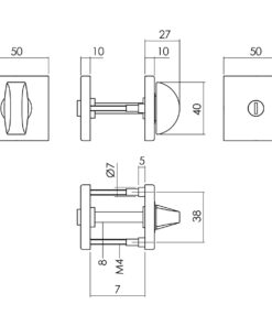Intersteel Rozet toilet-/badkamersluiting 50x50x10 mm aluminium zwart 3 0023.309360 2