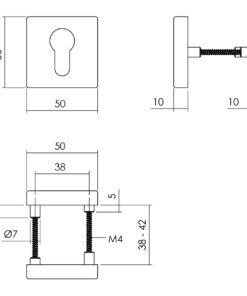 Intersteel Rozet profielcilindergat 50x50x10 mm aluminium zwart (pr) 3 0023.309387 2