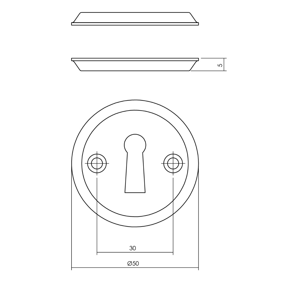 Intersteel Rozet sleutelgat schroefgat mat zwart 2 0023.317386 2