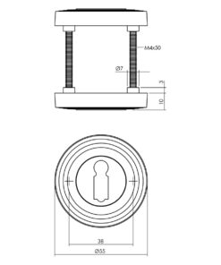 Intersteel Sleutelrozetten verdekt ø54x9 mm met nokken zwart 3 0023.317886 2