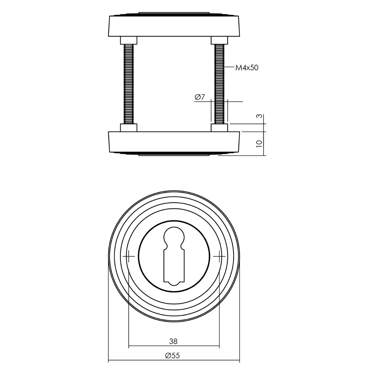 Intersteel Sleutelrozetten verdekt ø54x9 mm met nokken zwart 2 0023.317886 2