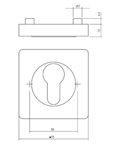 Intersteel Rozet profielcilindergat vierkant verlengd mat zwart 3 0023.318587 2