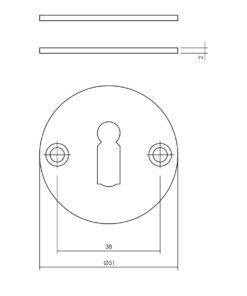 Intersteel Rozet met sleutelgat 2 mm dun rvs/zwart 3 0023.340986 2