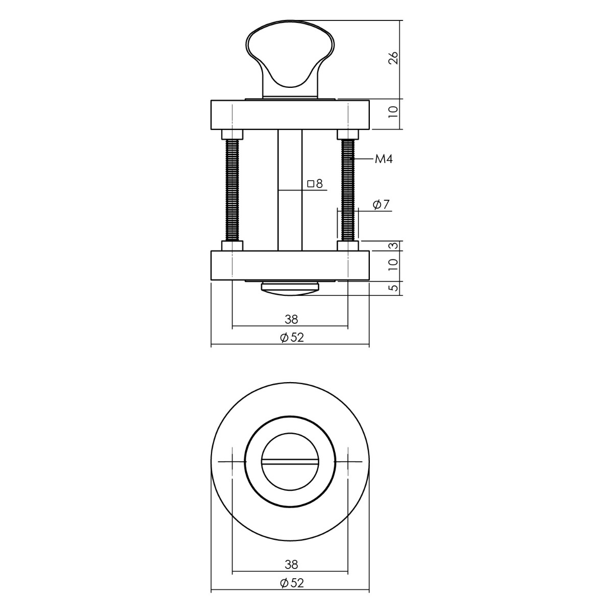 Intersteel Rozet met toilet-/badkamersluiting 52x10mm mat zwart 3 0023.347660 2 1