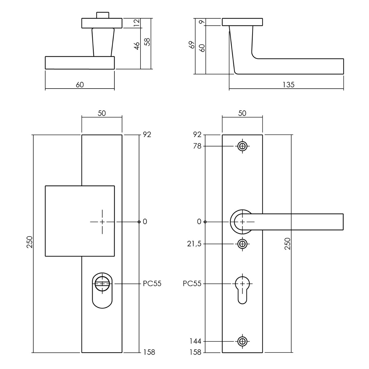 Intersteel Veiligheidsbeslag met kerntrekbeveiliging SKG*** profielcilinder 55 mm rechthoekig voordeurbeslag zwart 2 0023.379429 2