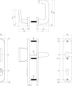 Intersteel Veiligheidsbeslag SKG*** greep/kruk profielcilinder 72 mm met kerntrekbeveiliging aluminium zwart 5 0023.379636 2