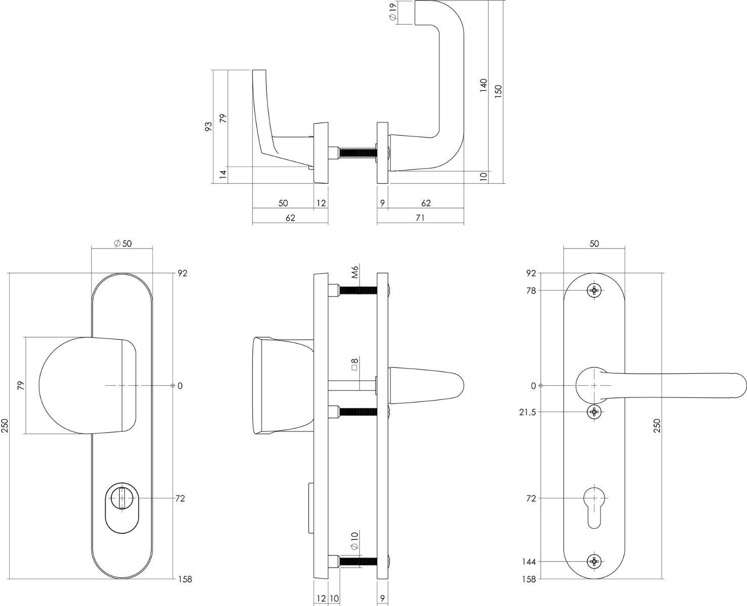Intersteel Veiligheidsbeslag SKG*** greep/kruk profielcilinder 72 mm met kerntrekbeveiliging aluminium zwart 2 0023.379636 2