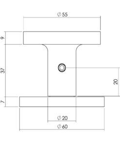 Intersteel Voordeurknop rond Ø55 mm éénzijdige montage aluminium zwart 5 0023.392911 2
