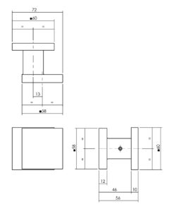 Intersteel Voordeurknop vierkant 58x58mm éénzijdige montage aluminium zwart 3 0023.392912 2
