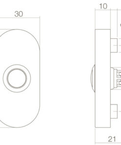 Intersteel Deurbel ovaal verdekt 65x30x10 rvs/mat zwart 6 0023.399026 2