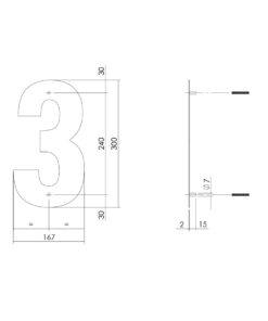 Intersteel Huisnummer 3 XL hoogte 30 cm rvs/mat zwart 4 0023.402113 2