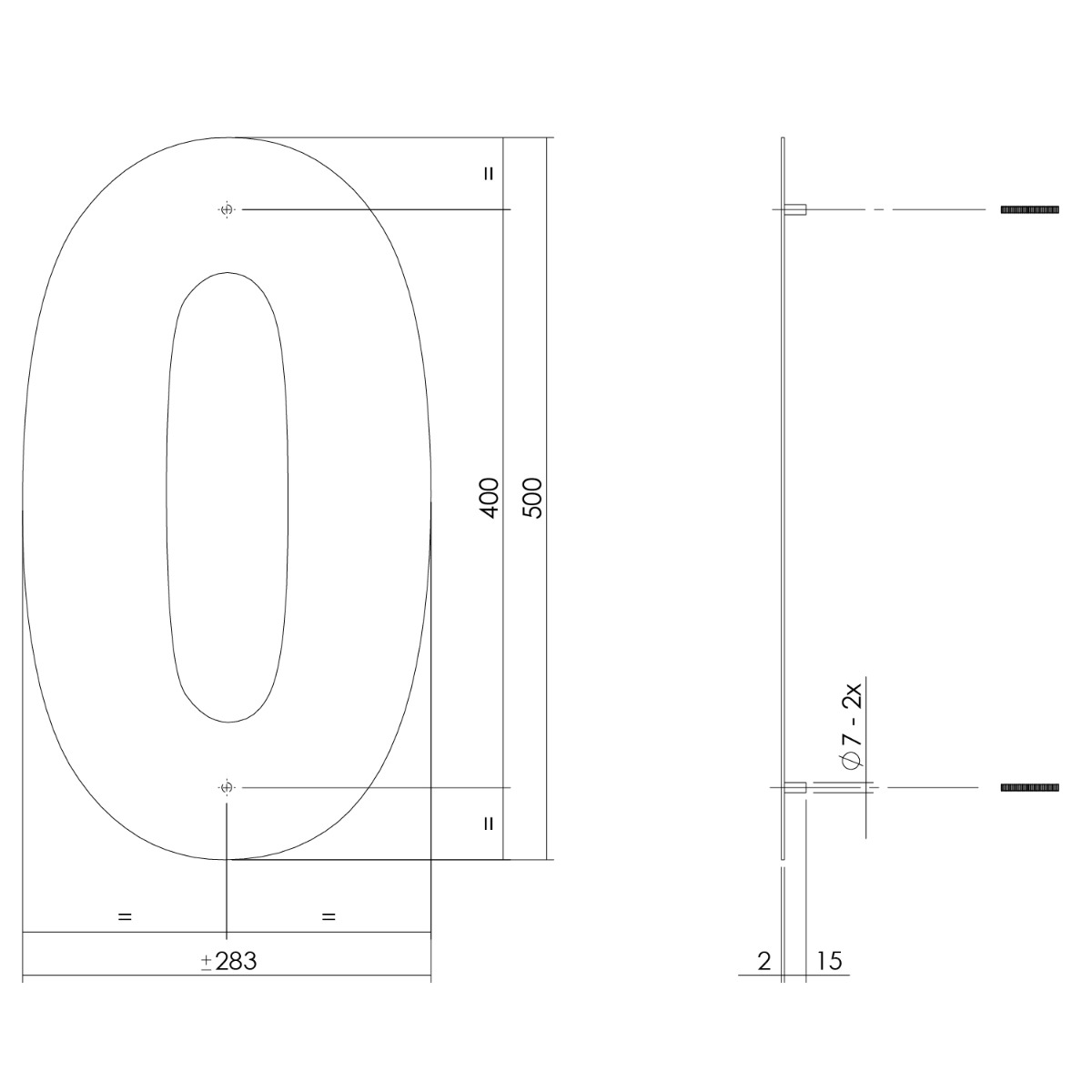 Intersteel Huisnummer 0 XXL hoogte 50 cm rvs/mat zwart 2 0023.402120 2