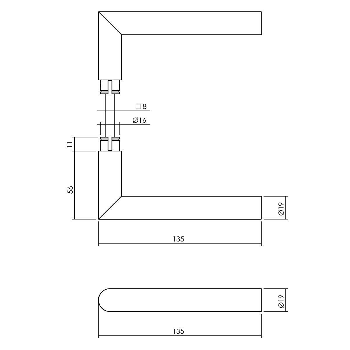 Intersteel Deurkruk Jura op vierkante massieve rozet 53x53x10 mm rvs zwart achterdeurbeslag 2 0023.405720 2