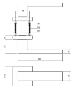Intersteel Deurkruk Amsterdam op vierkante massieve rozet 53x53x10 mm rvs zwart achterdeurbeslag 5 0023.405726 2