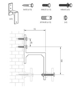 Intersteel Set van 5 wandsteunen voor dubbele schuifdeuren mat zwart 5 0023.450118 2
