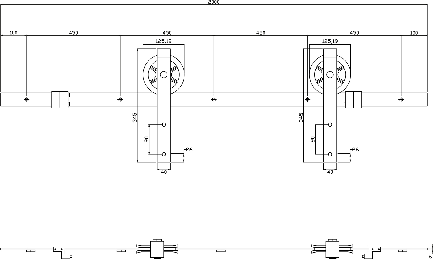 Intersteel Schuifdeursysteem Wheel mat zwart 4 0023.450121 2