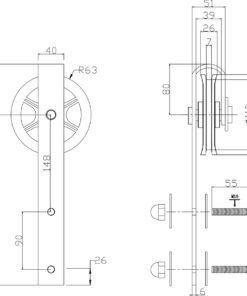 Intersteel Set van 2 hangrollen Wheel 340 mm mat zwart 3 0023.450132 2