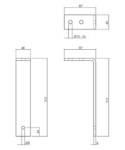Intersteel Set van 5 plafondbeugels tbv schuifdeursysteem mat zwart 3 0023.450150 2