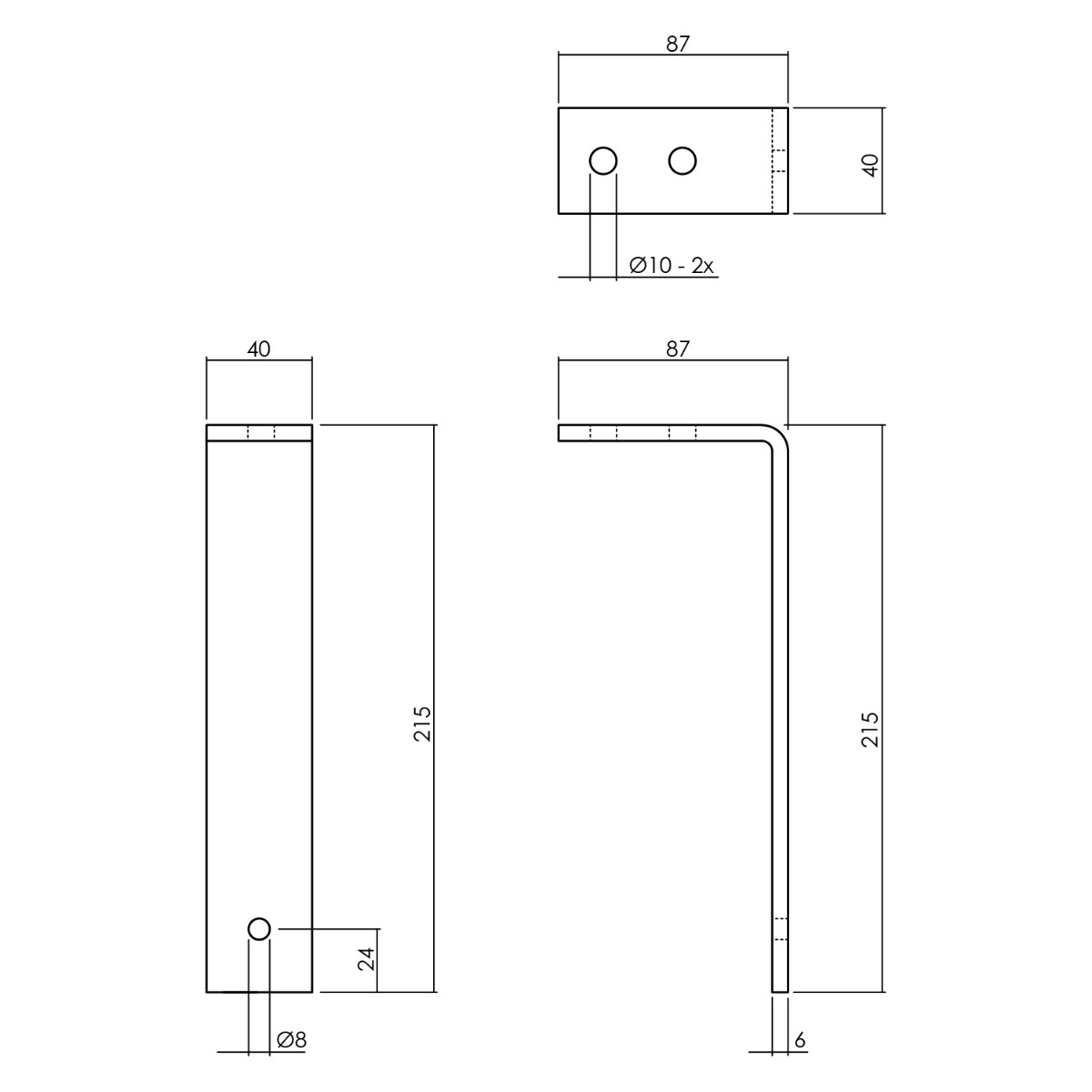 Intersteel Set van 5 plafondbeugels tbv schuifdeursysteem mat zwart 2 0023.450150 2