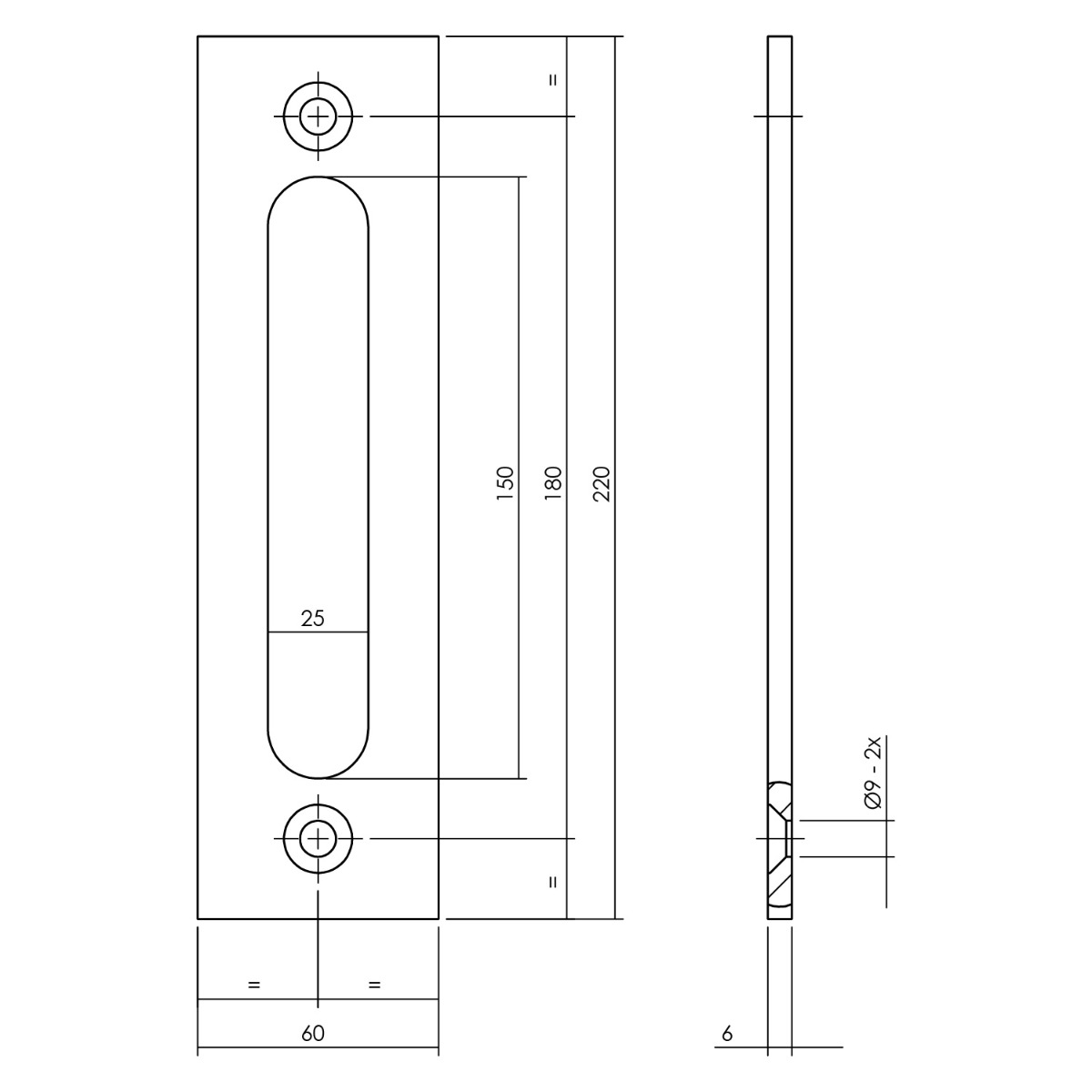 Intersteel Schuifdeurkom opschroevend 220x60x6 mm zwart 2 0023.450161 2