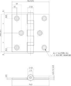 Intersteel Kogellagerscharnier recht tot 50 kilo mat zwart 5 0023.462500 2