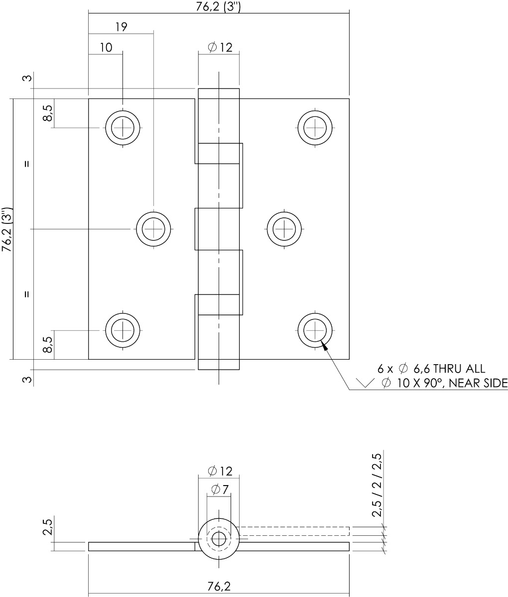 Intersteel Kogellagerscharnier recht tot 50 kilo mat zwart 3 0023.462500 2