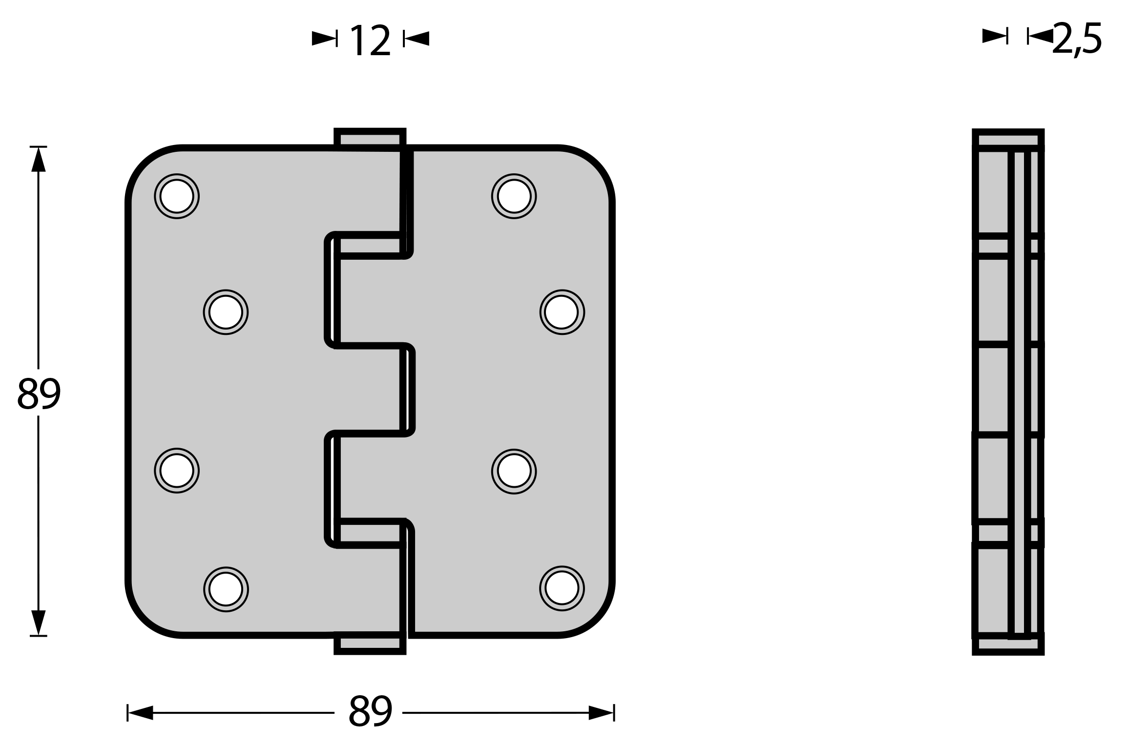 Intersteel Kogellagerscharnier afgerond tot 70 kilo mat zwart 3 0023.462540 2