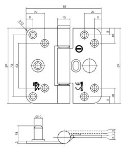 Intersteel Glijlagerscharnier SKG*** 89 x 89 x 3 mm DIN links zwart 4 0023.462565b 2