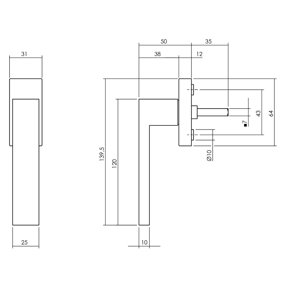 Intersteel Raamkruk Amsterdam op rechthoekige rozet zwart 3 0023.615625 2