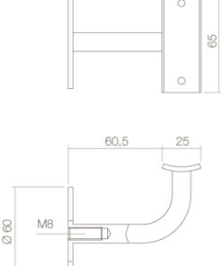 Intersteel Leuninghouder gebogen vierkant hol zadel zwart 4 0023.730020 2