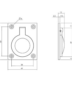 Intersteel Luikring rechthoekig 65 x 49 mm mat zwart 3 0023.752631 2