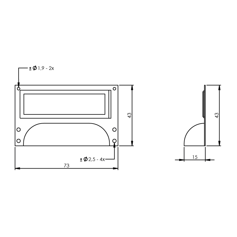 Intersteel Etiketgreep 73 mm mat zwart 2 0023.881000 2