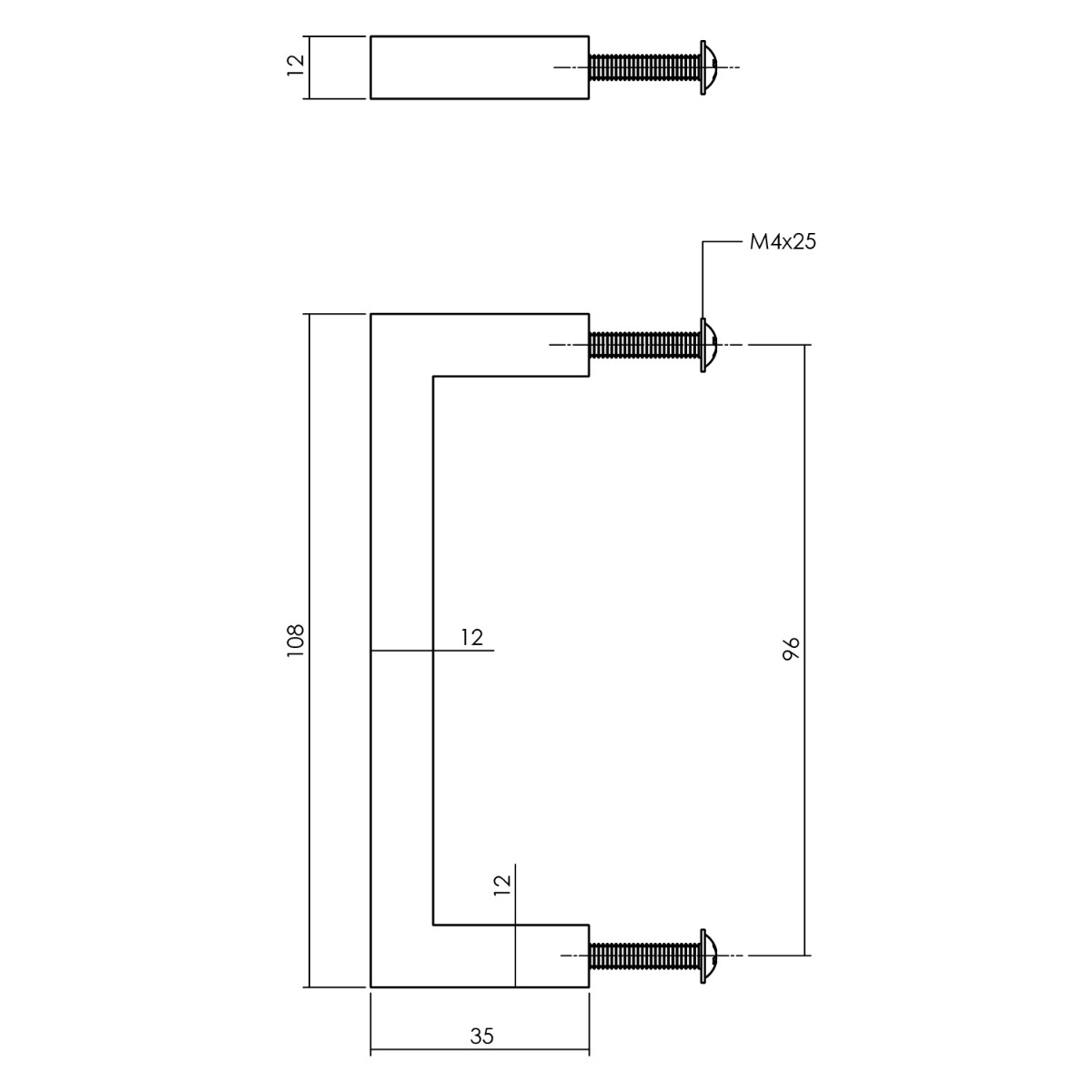 Intersteel Meubelgreep vierkant 108 mm zwart 2 0023.892700 2