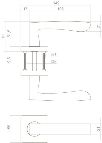 Intersteel Deurkruk Minos op vierkante rozet 55x55x10 mm wit 4 0027.171202 2