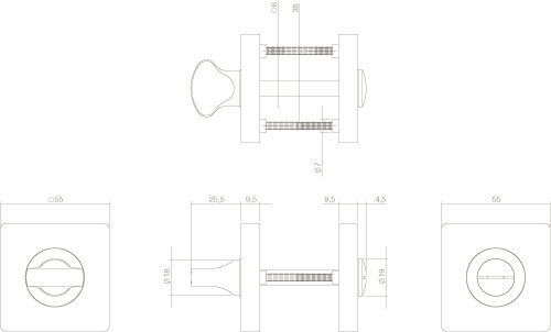 Intersteel Rozet met toilet-/badkamersluiting vierkant 55x55x10 mm wit 2 0027.318560 2