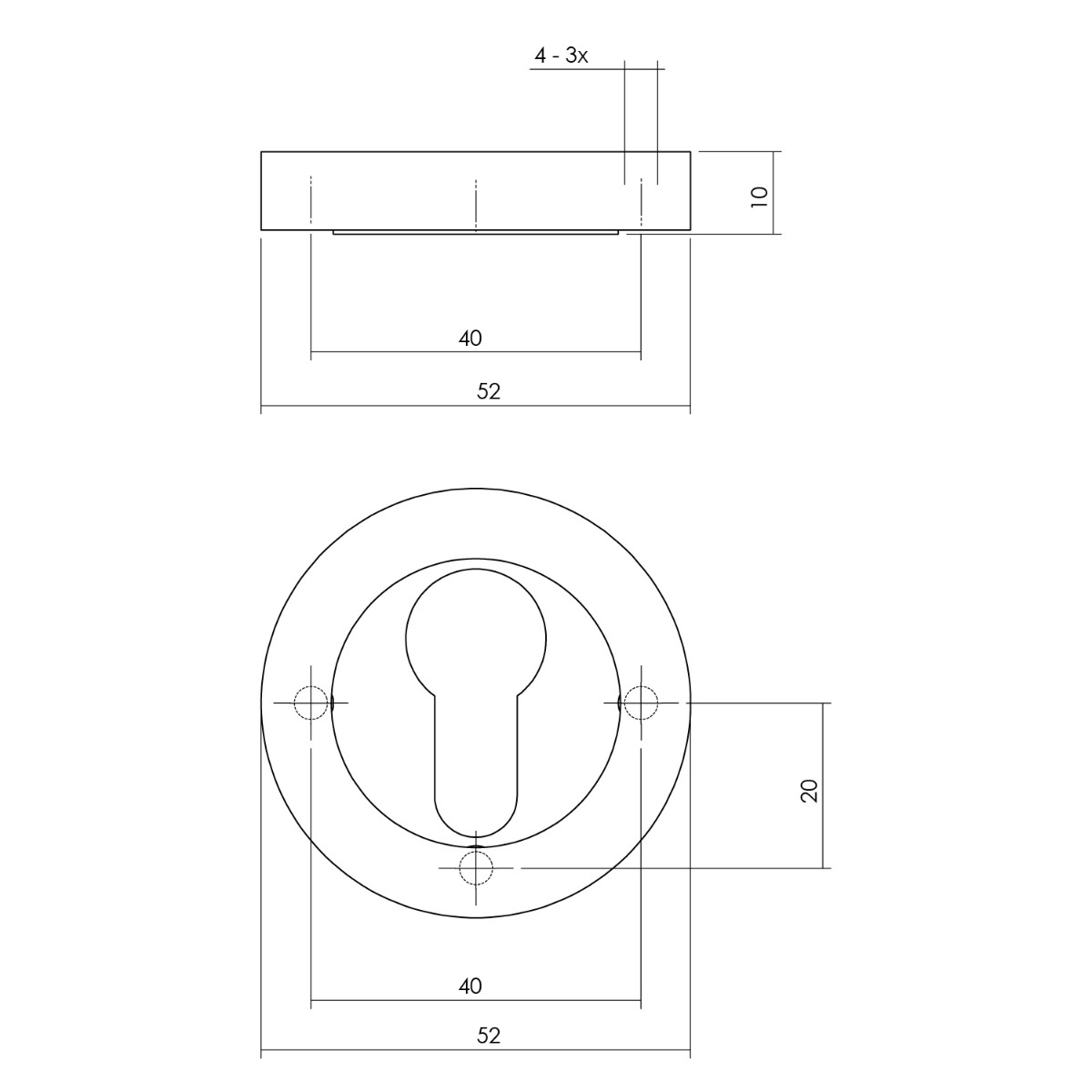 Intersteel Rozet met profielcilindergat rond ø52x10 mm wit 2 0027.347687 2