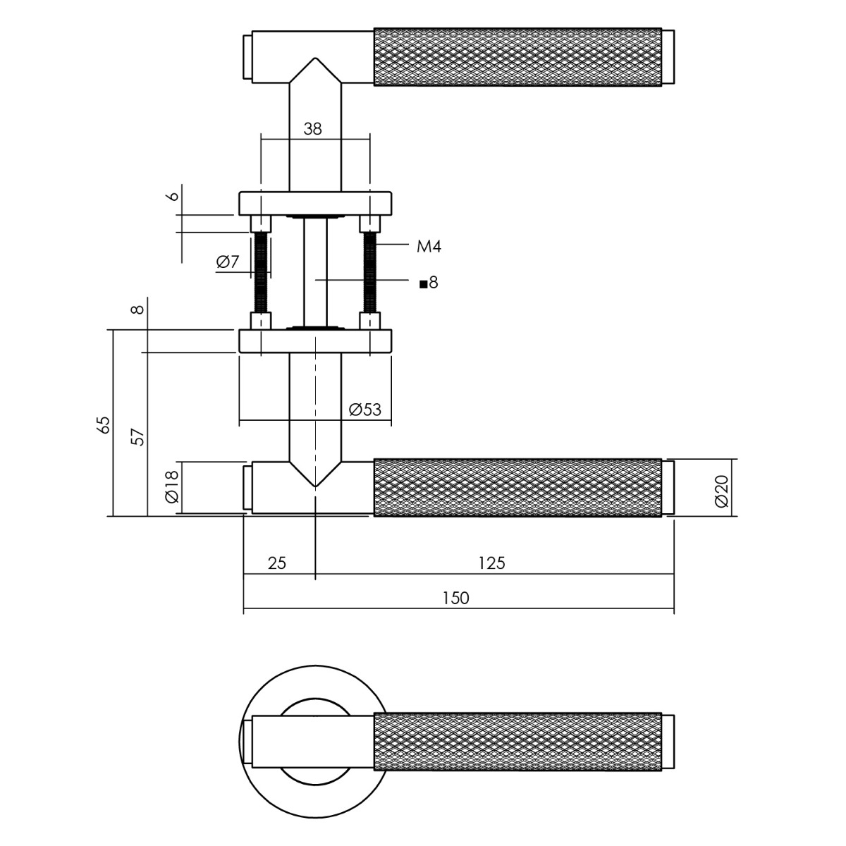 Intersteel Deurkruk Rombo op rozet ø53x8 mm antracietgrijs 4 0029.126902 2
