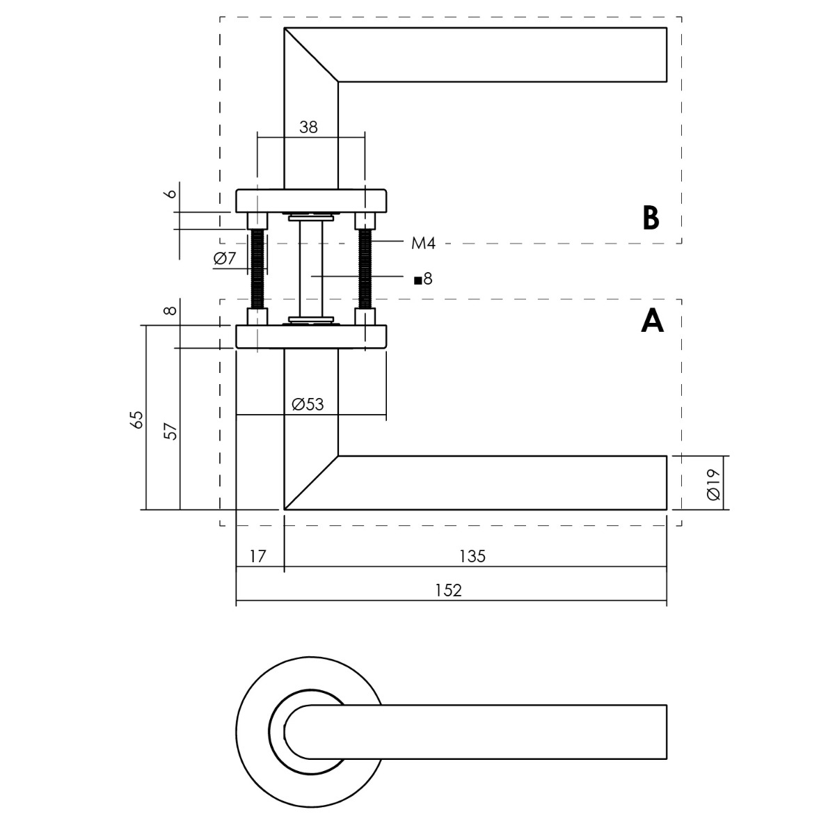 Intersteel Deurkruk Hoek 90° op rozet ø53x8 mm antracietgrijs 4 0029.127202b 2
