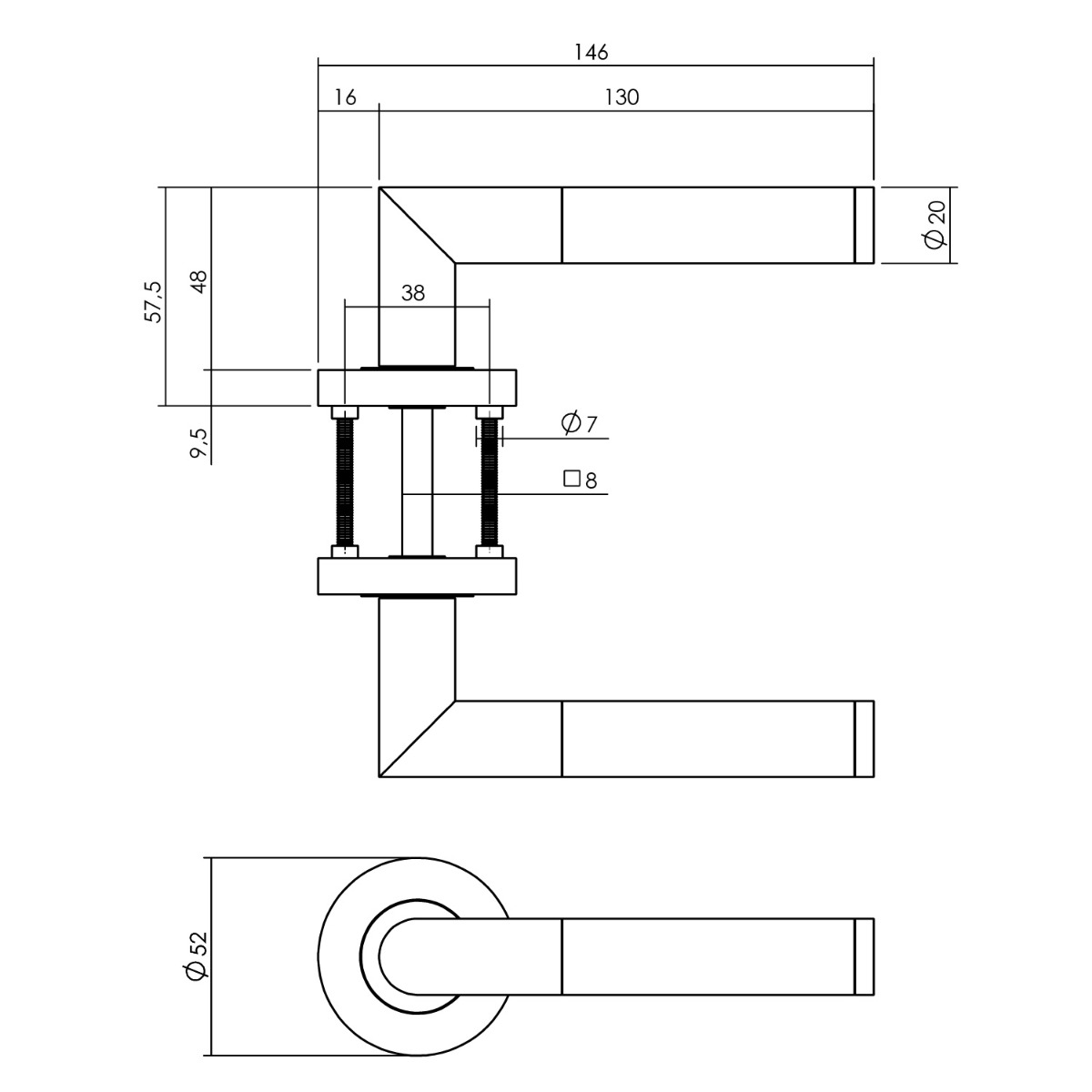 Intersteel Deurkruk Bastian op ronde rozet Ø52x10 mm antracietgrijs 3 0029.169302 2
