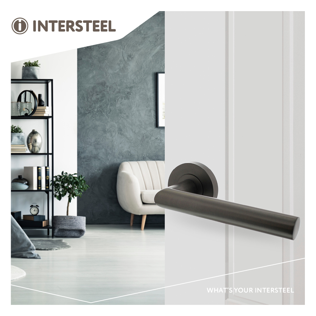 Intersteel Deurkruk Bastian op ronde rozet Ø52x10 mm antracietgrijs 2 0029.169302 9 1