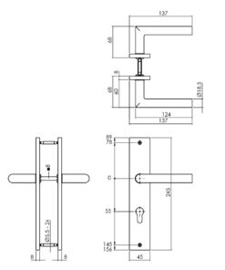 Intersteel Deurkruk Bastian op schild 245x45 mm profielcilindergat 55 mm antracietgrijs 3 0029.174329 2