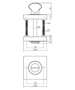 Intersteel Rozet met toilet-/badkamersluiting vierkant antracietgrijs 3 0029.318560 2