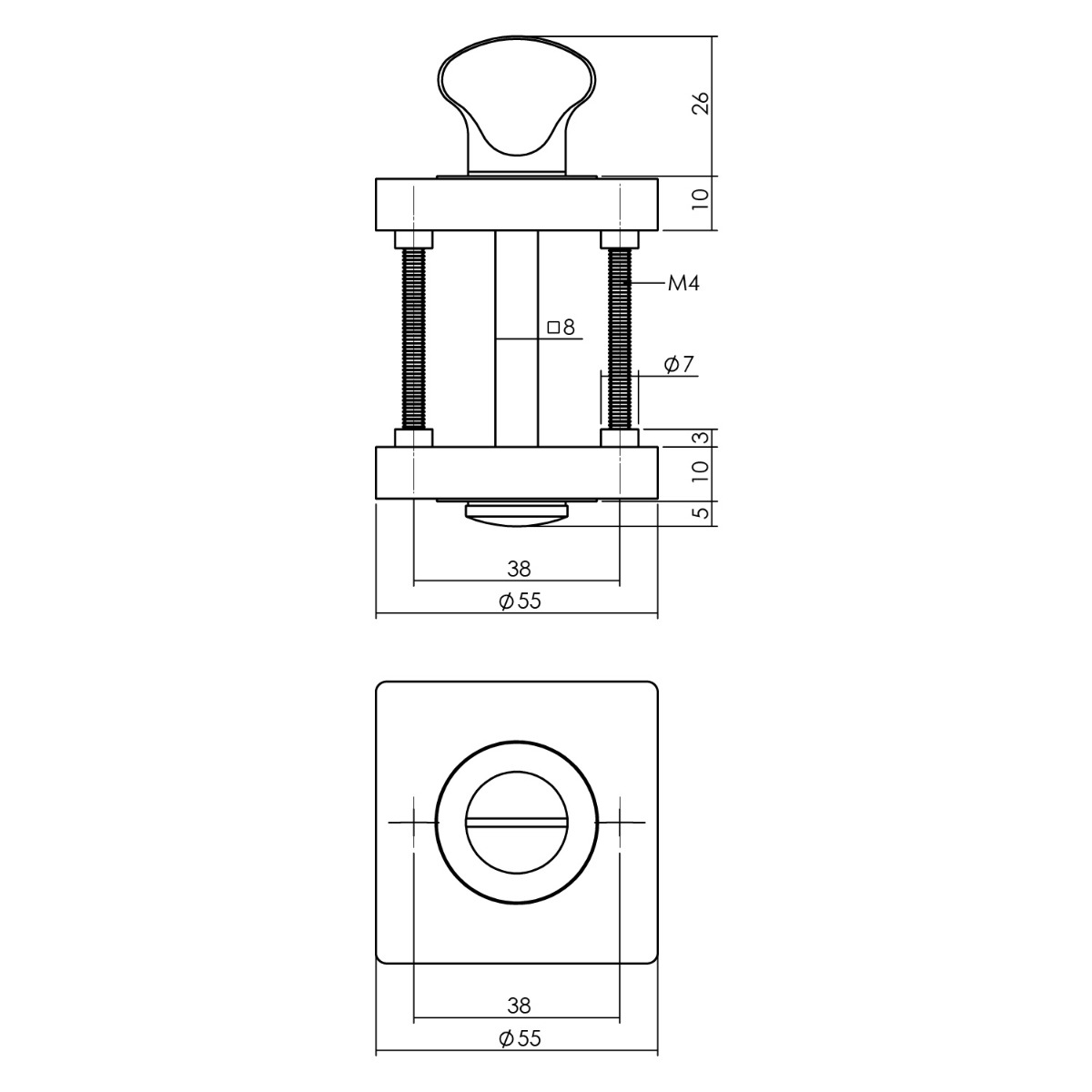 Intersteel Rozet met toilet-/badkamersluiting vierkant antracietgrijs 2 0029.318560 2