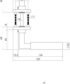 Intersteel Deurkruk Bau-stil op vierkant rozet rvs geborsteld 5 0035.037802 2