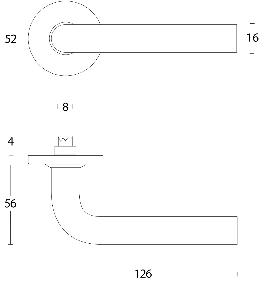 Intersteel Deurkruk Recht ø16 mm slank op rozet met ring rvs geborsteld 3 0035.056602 2 1