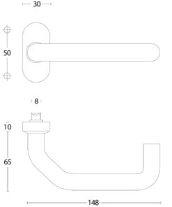 Intersteel Deurkruk Verkropt op ovaal rozet met ring rvs geborsteld 5 0035.060202 2