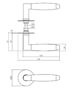Intersteel Deurkruk Combinatie met zelfklevend rozet ø55x2 mm rvs geborsteld 5 0035.063102 2