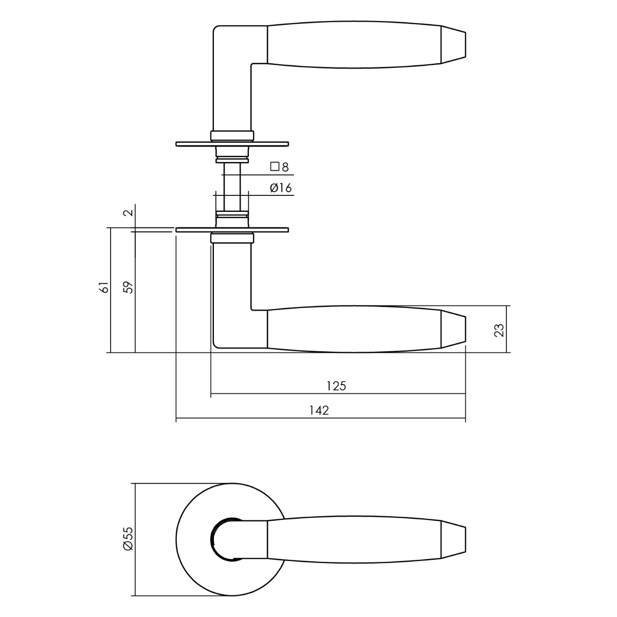 Intersteel Deurkruk Combinatie met zelfklevend rozet ø55x2 mm rvs geborsteld 3 0035.063102 2